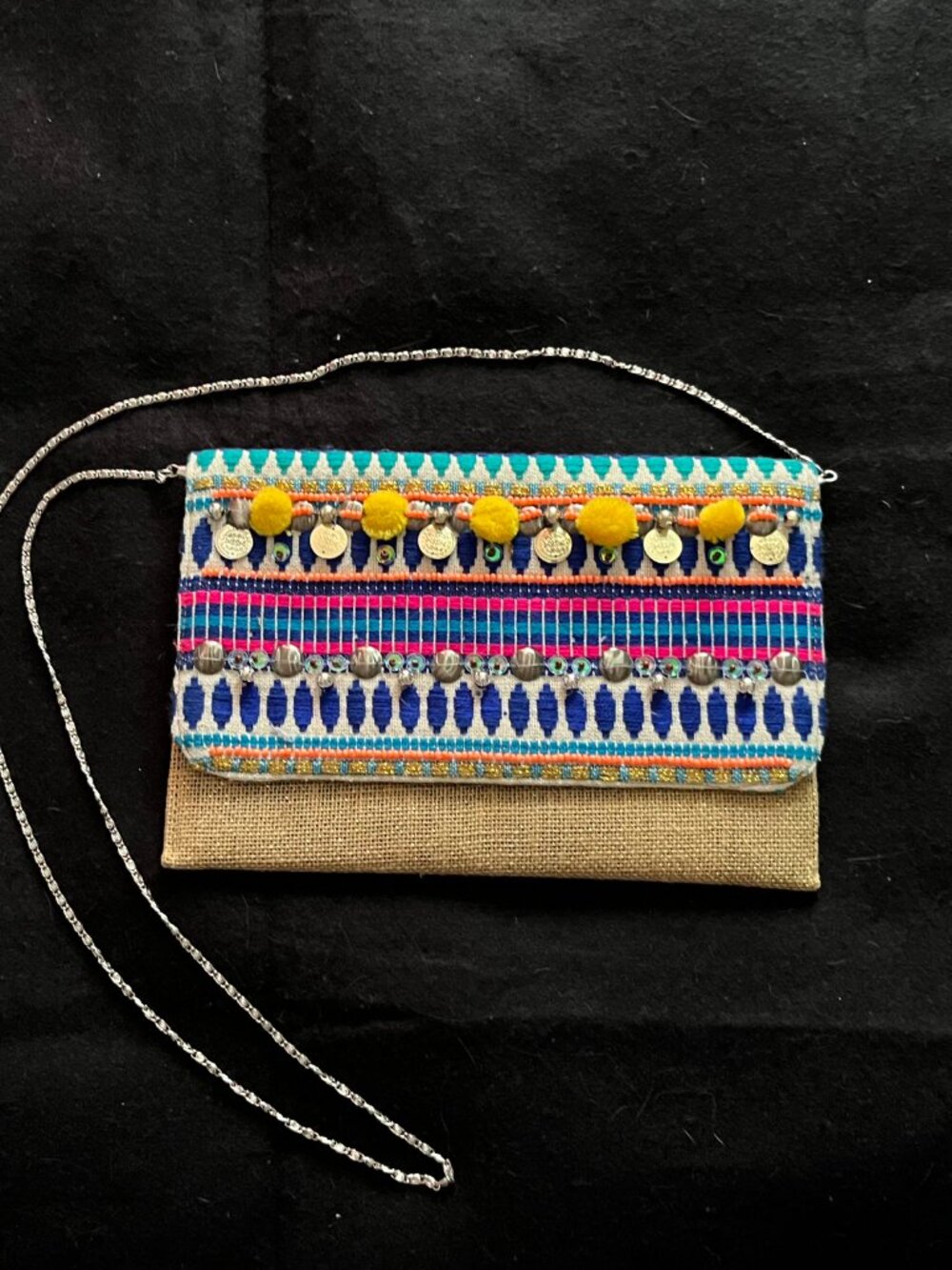Sparkly Straw Aztec Inspired Crossbody Envelope Purse *Free Handmade Necklace* - Picture 2 of 7